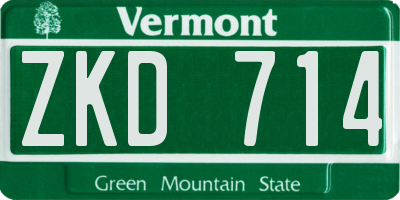 VT license plate ZKD714