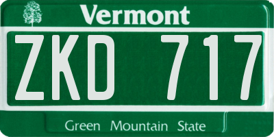 VT license plate ZKD717