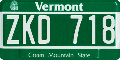 VT license plate ZKD718