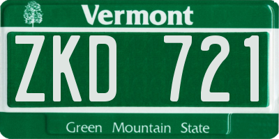 VT license plate ZKD721