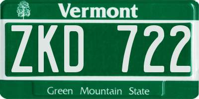 VT license plate ZKD722