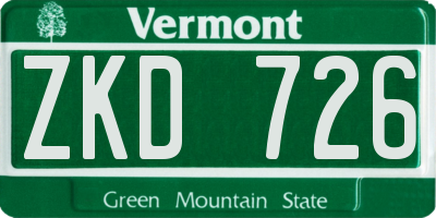VT license plate ZKD726