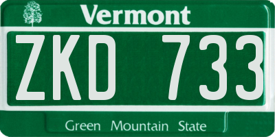 VT license plate ZKD733