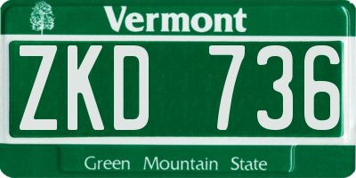 VT license plate ZKD736