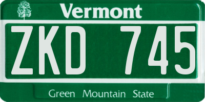 VT license plate ZKD745