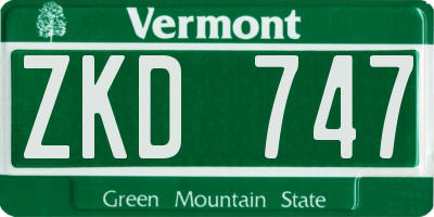 VT license plate ZKD747