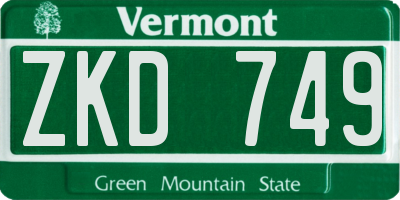 VT license plate ZKD749