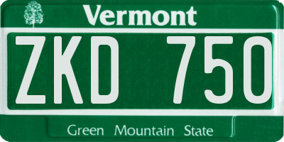 VT license plate ZKD750