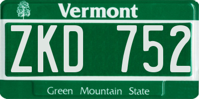 VT license plate ZKD752