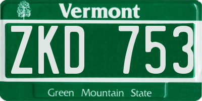 VT license plate ZKD753