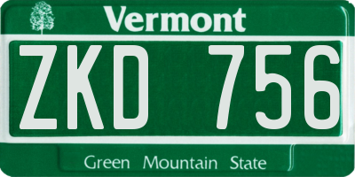 VT license plate ZKD756