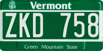 VT license plate ZKD758