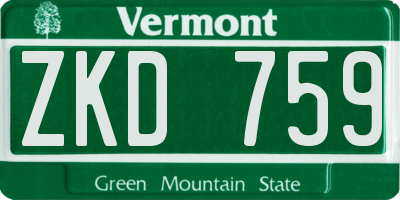 VT license plate ZKD759