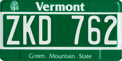 VT license plate ZKD762