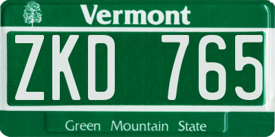 VT license plate ZKD765