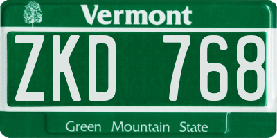 VT license plate ZKD768