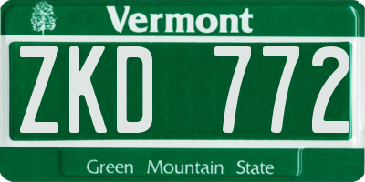 VT license plate ZKD772