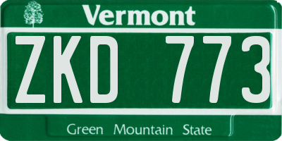 VT license plate ZKD773