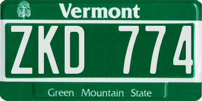 VT license plate ZKD774