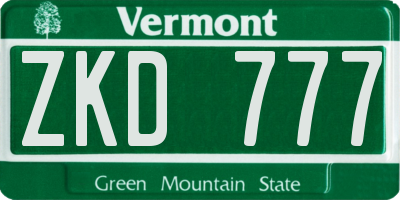 VT license plate ZKD777