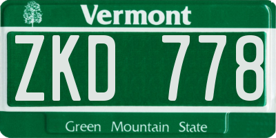 VT license plate ZKD778