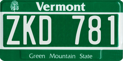 VT license plate ZKD781