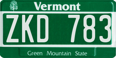 VT license plate ZKD783