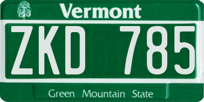 VT license plate ZKD785