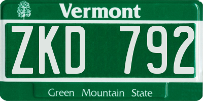 VT license plate ZKD792