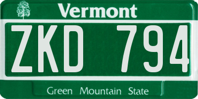 VT license plate ZKD794