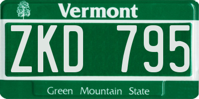 VT license plate ZKD795