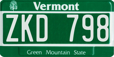 VT license plate ZKD798