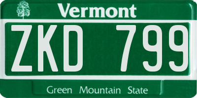 VT license plate ZKD799
