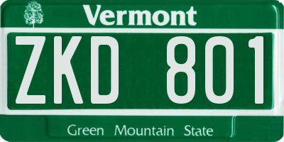 VT license plate ZKD801
