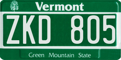 VT license plate ZKD805