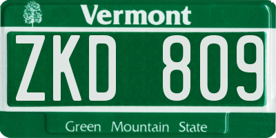 VT license plate ZKD809