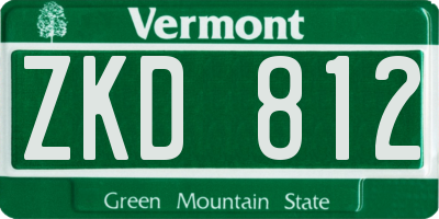 VT license plate ZKD812