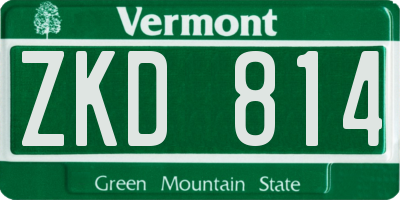 VT license plate ZKD814
