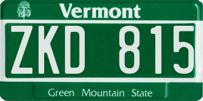 VT license plate ZKD815