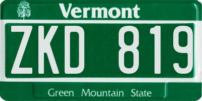 VT license plate ZKD819