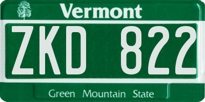 VT license plate ZKD822