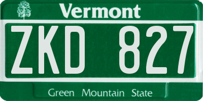 VT license plate ZKD827