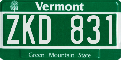 VT license plate ZKD831