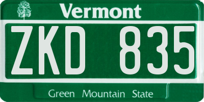VT license plate ZKD835