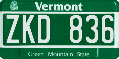VT license plate ZKD836
