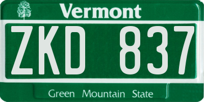 VT license plate ZKD837