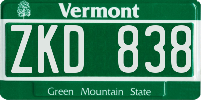 VT license plate ZKD838