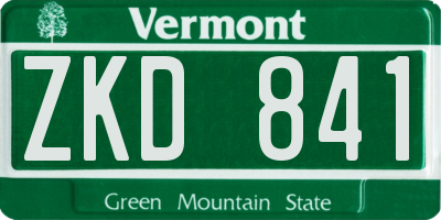 VT license plate ZKD841