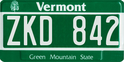 VT license plate ZKD842