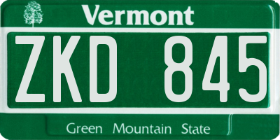 VT license plate ZKD845